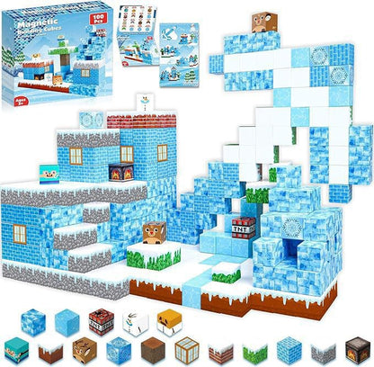 知育マグネットブロック「氷雪のせかい」100ピースの完成例とパーツ一覧
